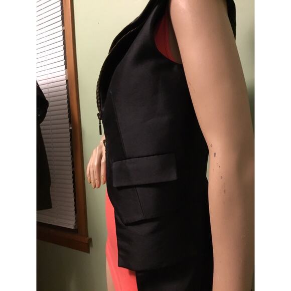VERA WANG Couture(runway?) Black Silk/Wool double zipper peplum VEST w/pockets - Picture 7 of 8